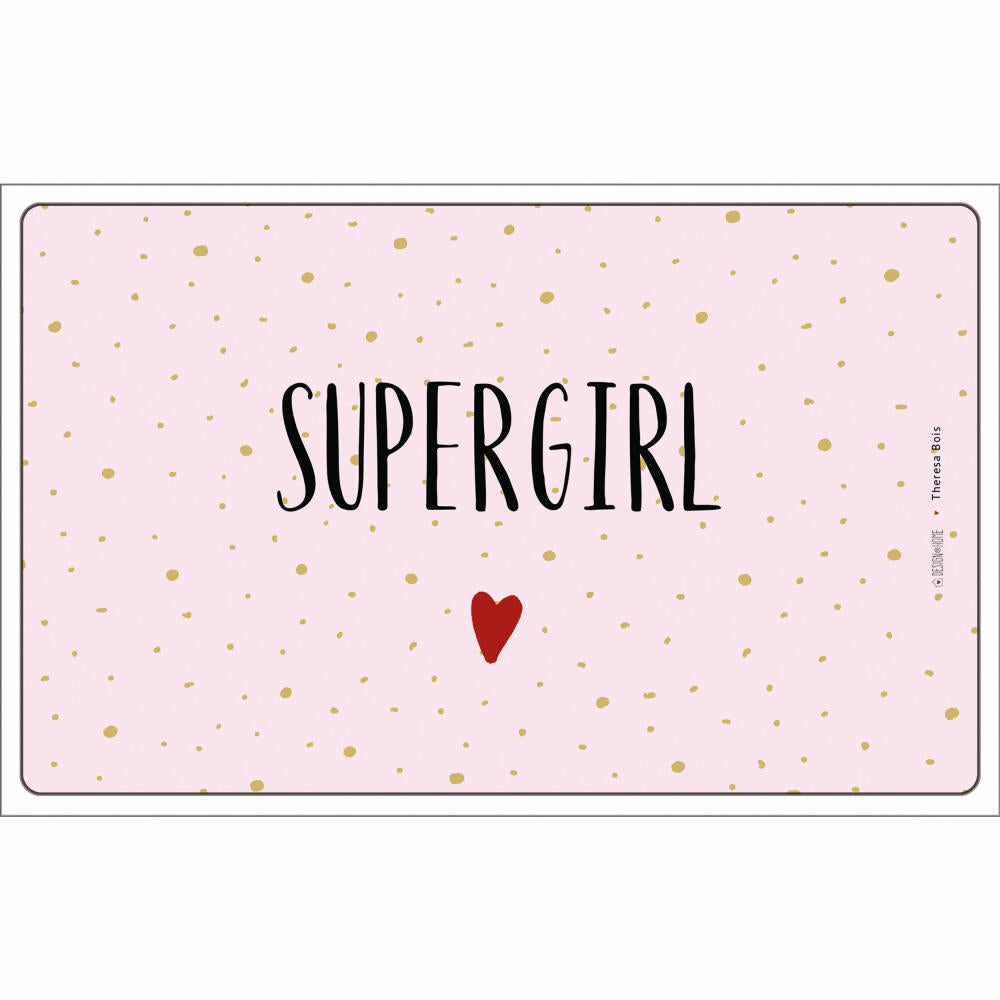 PPD Tray Supergirl, breakfast board, board, breakfast, Resopal, pink, 14.3 x 23.3 cm, 661301