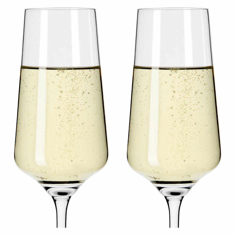 Ritzenhoff champagne glass set of 2 light white Julie 001, Nadine Niggemeier, crystal glass, 233 ml, 6111008