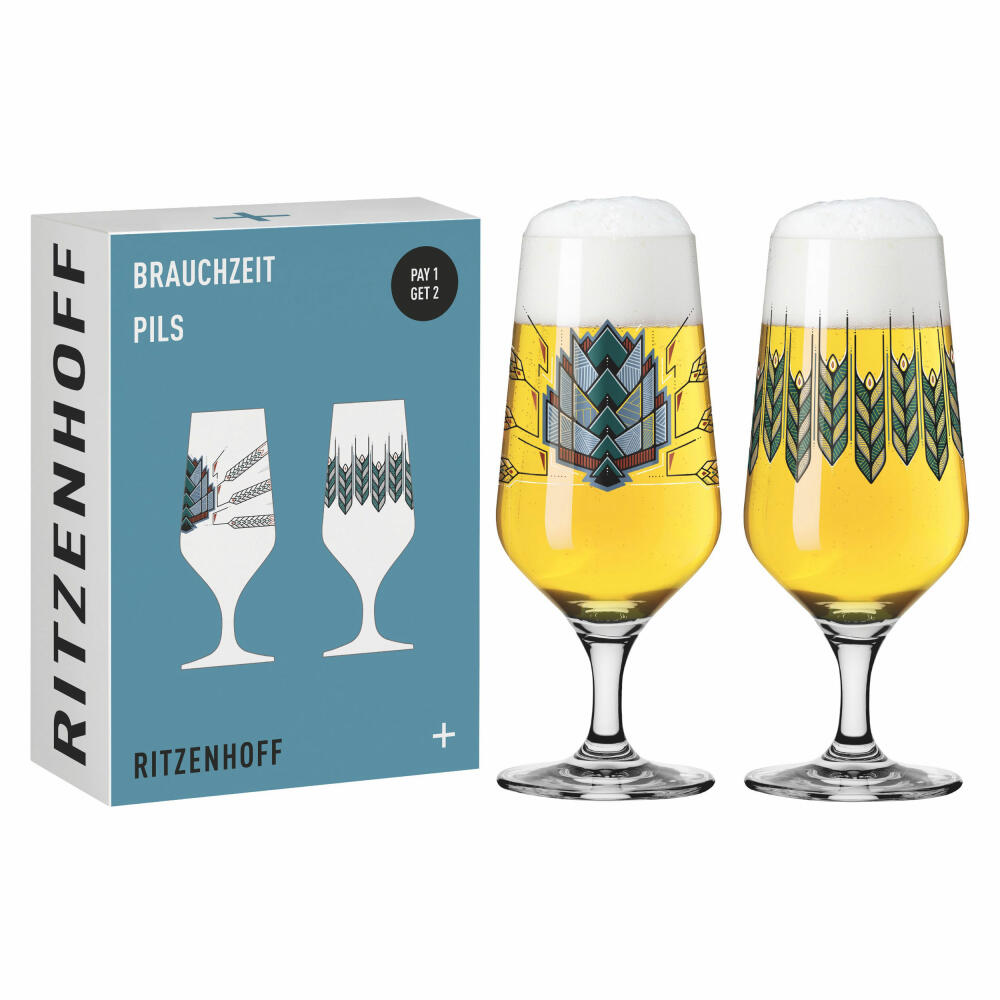 Ritzenhoff Bierglas 2er-Set Brauchzeit F23, Andreas Preis, Kristallglas, 374 ml, 6201001