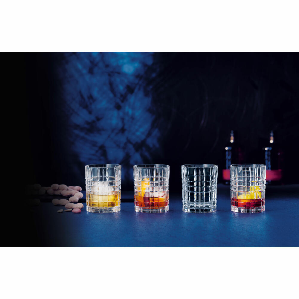 Nachtmann Square Whiskey, 4er Set, Whiskyglas, Whiskybecher, Trinkglas, Kristallglas, 345 ml, 101050