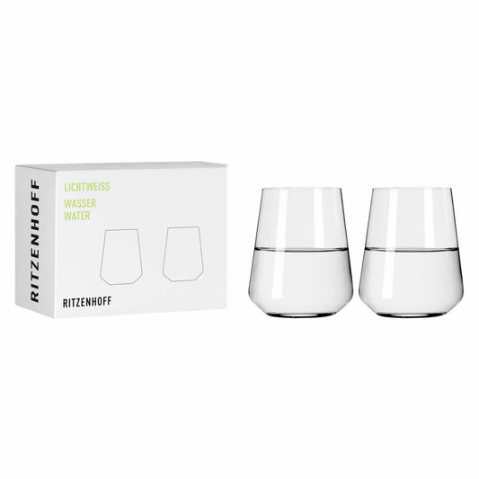 Ritzenhoff Wasserglas 2er-Set Lichtweiss Julie 001, Nadine Niggemeier, Kristallglas, 510 ml, 6111007