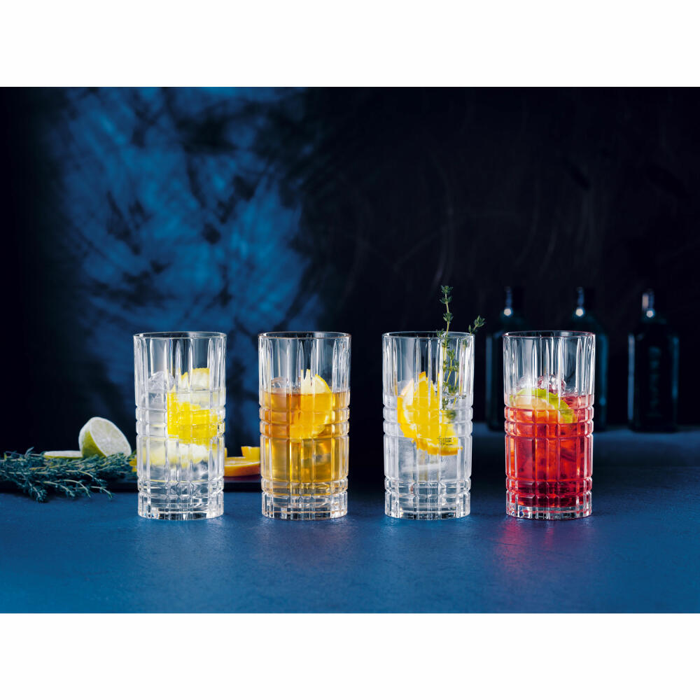 Nachtmann Square Longdrink, 4er Set, Longdrinkglas, Trinkglas, Kristallglas, 445 ml, 101049