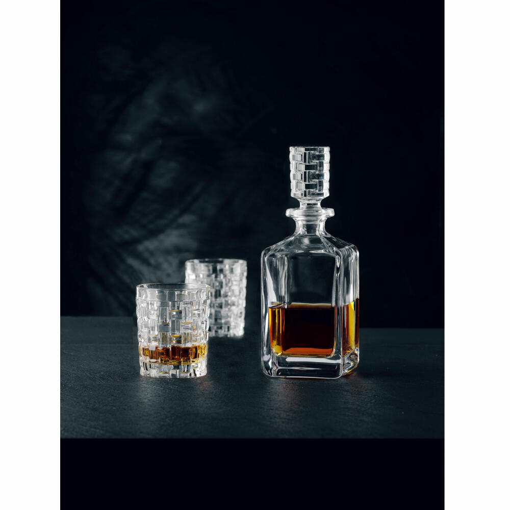 Nachtmann Bossa Nova Whiskyset 3tlg., Karaffe + Whiskyglas, Whiskybecher, Whiskeyglas, Kristallglas, 750 ml, 101095