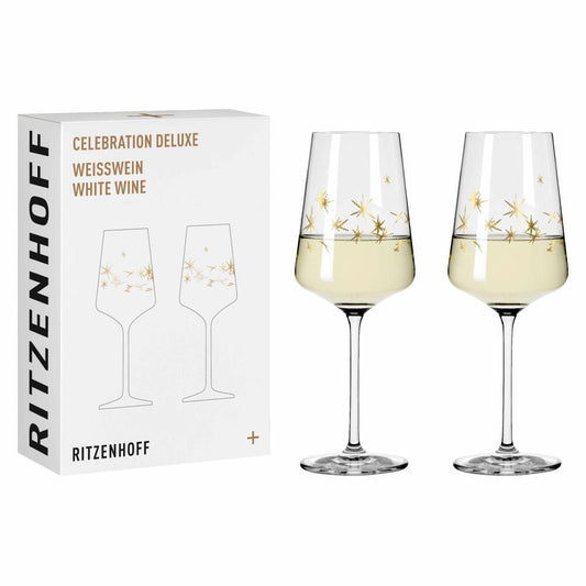 Ritzenhoff Weißweinglas 2er-Set Celebration Deluxe 003, Romi Bohnenberg, Kristallglas, 400 ml, 6141012