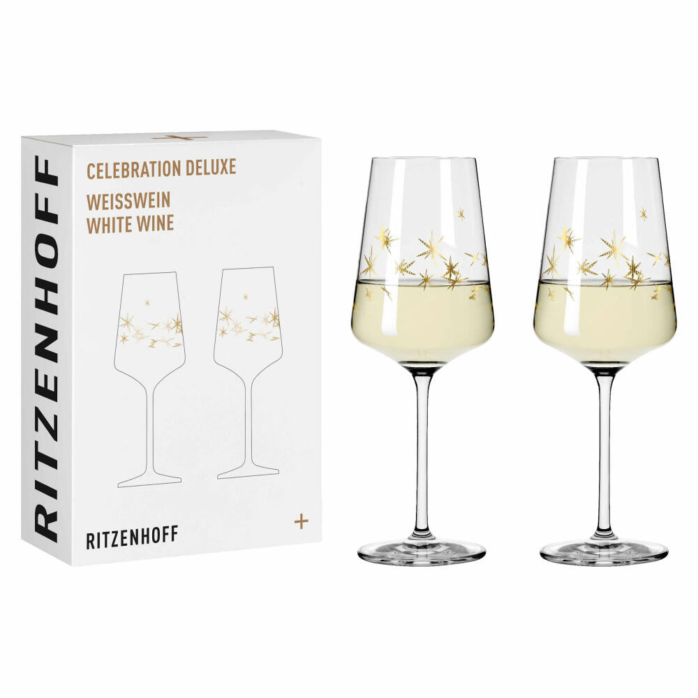 Ritzenhoff white wine glass set of 2 Celebration Deluxe 003, Romi Bohnenberg, crystal glass, 400 ml, 6141012