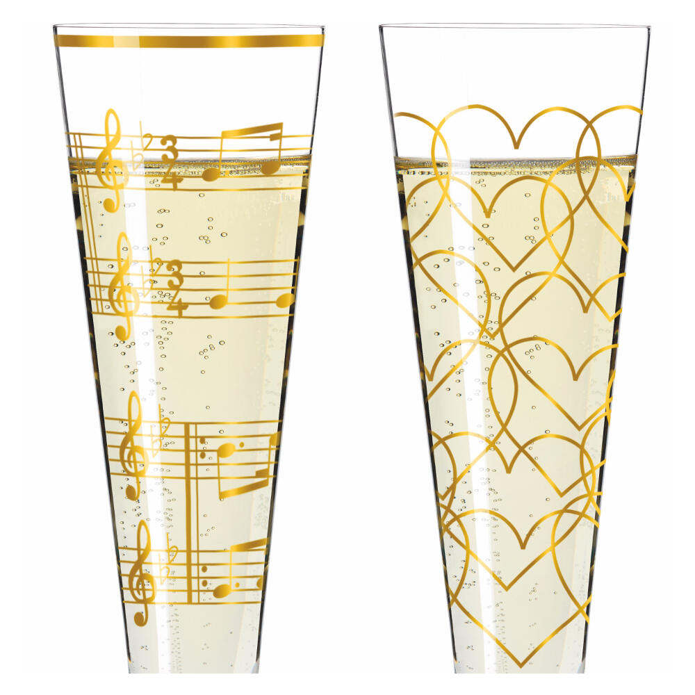 Ritzenhoff Champagnerglas 2er Set Goldnacht H23, Nathalie Jean, Rurik Mahlberg, Kristallglas, 205 ml, 6031006