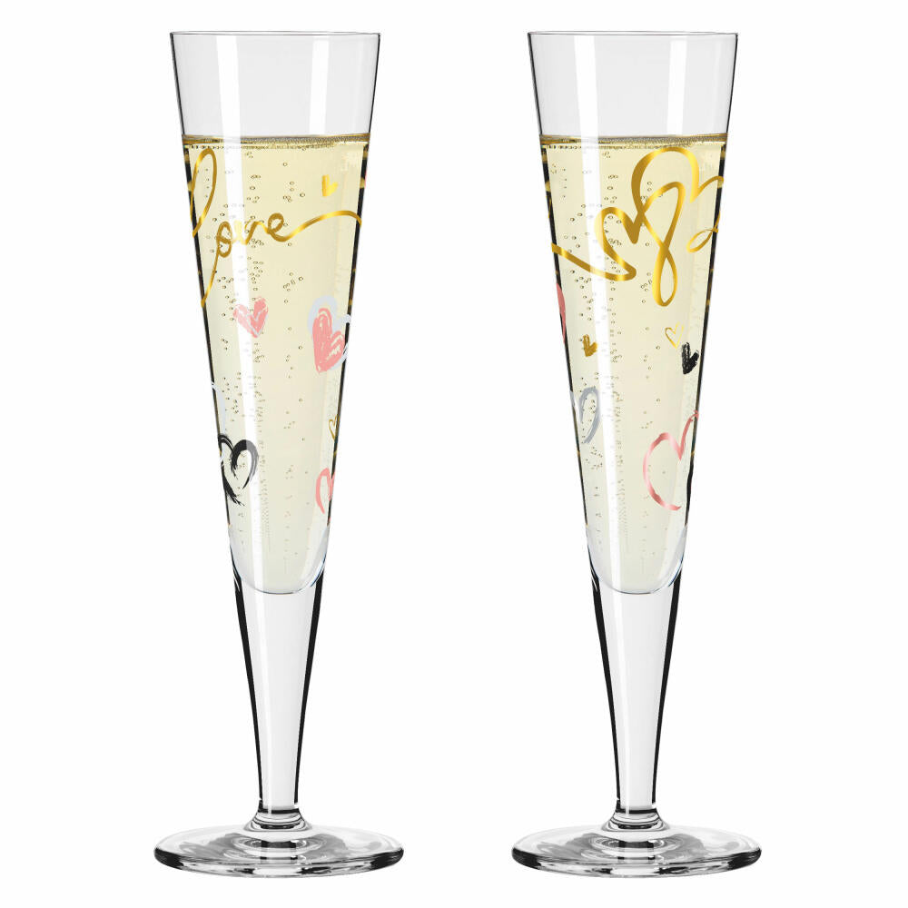 Ritzenhoff Champagnerglas 2er-Set Goldnacht F23, Carolin Oliveira, Kristallglas, 205 ml, 6031004