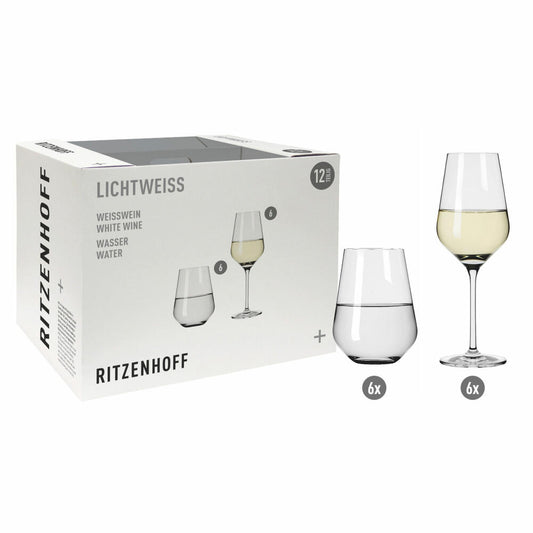 Ritzenhoff Weißwein- Und Wasserglas-Set 12-tlg. Lichtweiss Aurelie 002, Nadine Niggemeier, Kristallglas, 400 ml, 6111012