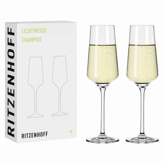 Ritzenhoff Champagnerglas 2er-Set Lichtweiss Julie 001, Nadine Niggemeier, Kristallglas, 233 ml, 6111008