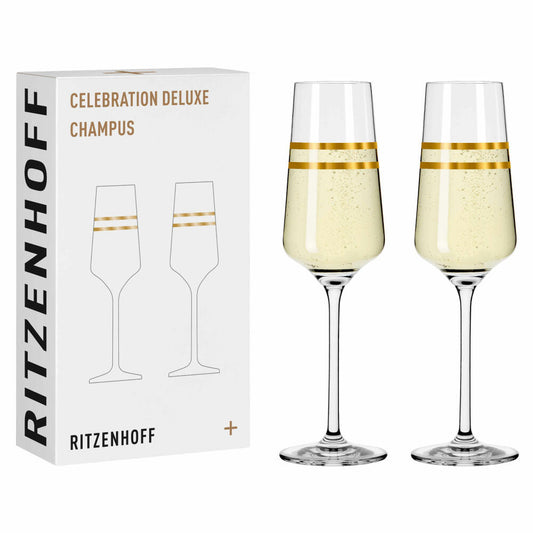 Ritzenhoff Champagnerglas 2er-Set Celebration Deluxe 001, Sonja Eikler, Kristallglas, 233 ml, 6141004