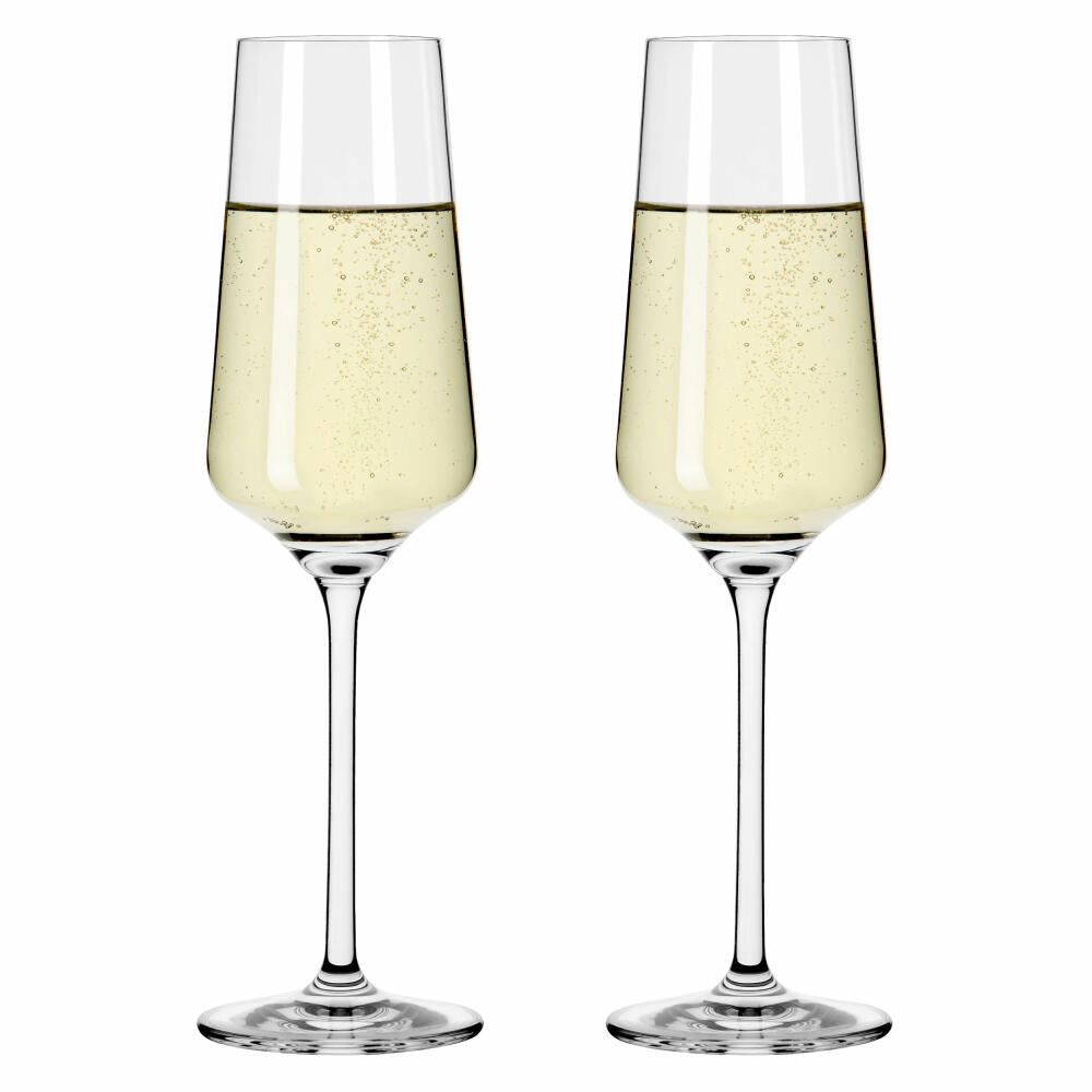 Ritzenhoff champagne glass set of 2 light white Julie 001, Nadine Niggemeier, crystal glass, 233 ml, 6111008