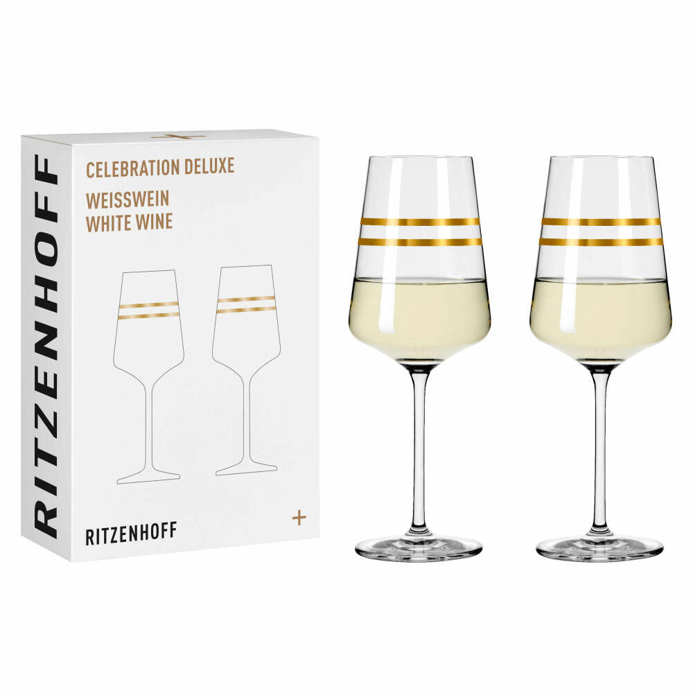 Ritzenhoff white wine glass set of 2 Celebration Deluxe 001, Sonja Eikler, crystal glass, 400 ml, 6141002