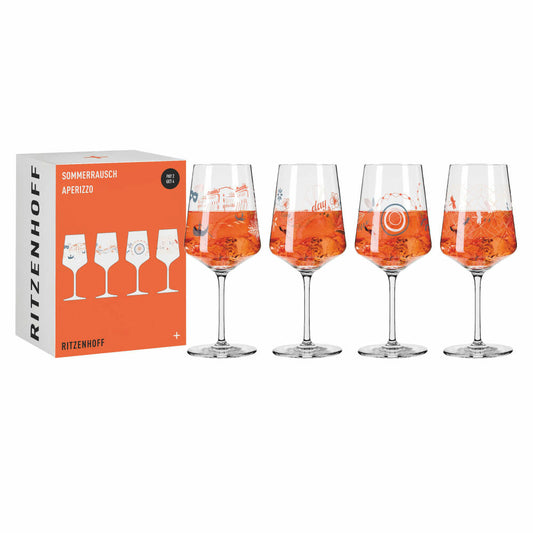 Ritzenhoff Aperitifglas 4er-Set Sommerrausch F23, Hilles, Kordes, Kristallglas, 544 ml, 6051003