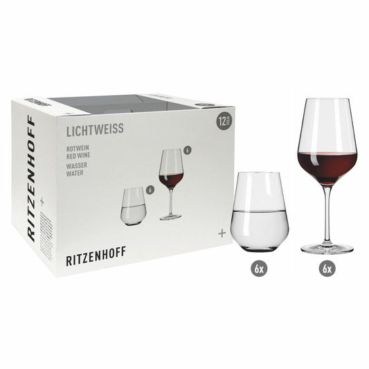 Ritzenhoff Rotwein- Und Wasserglas-Set 12-tlg. Lichtweiss Aurelie 001, Nadine Niggemeier, Kristallglas, 540 ml, 6111011