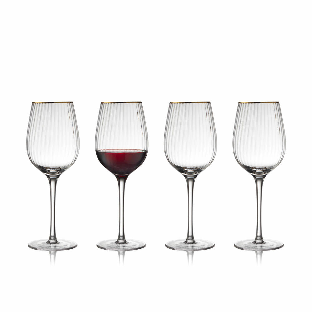 Lyngby Glas red wine glass Palermo Gold set of 4, wine glasses, glass, clear, 400 ml, 27579