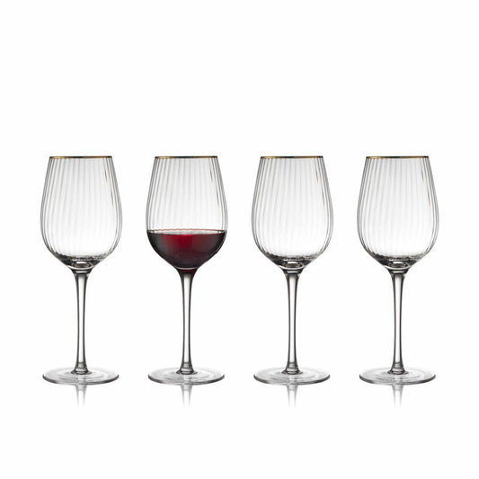 Lyngby Glas Rotweinglas Palermo Gold 4er Set, Weingläser, Glas, Klar, 400 ml, 27579