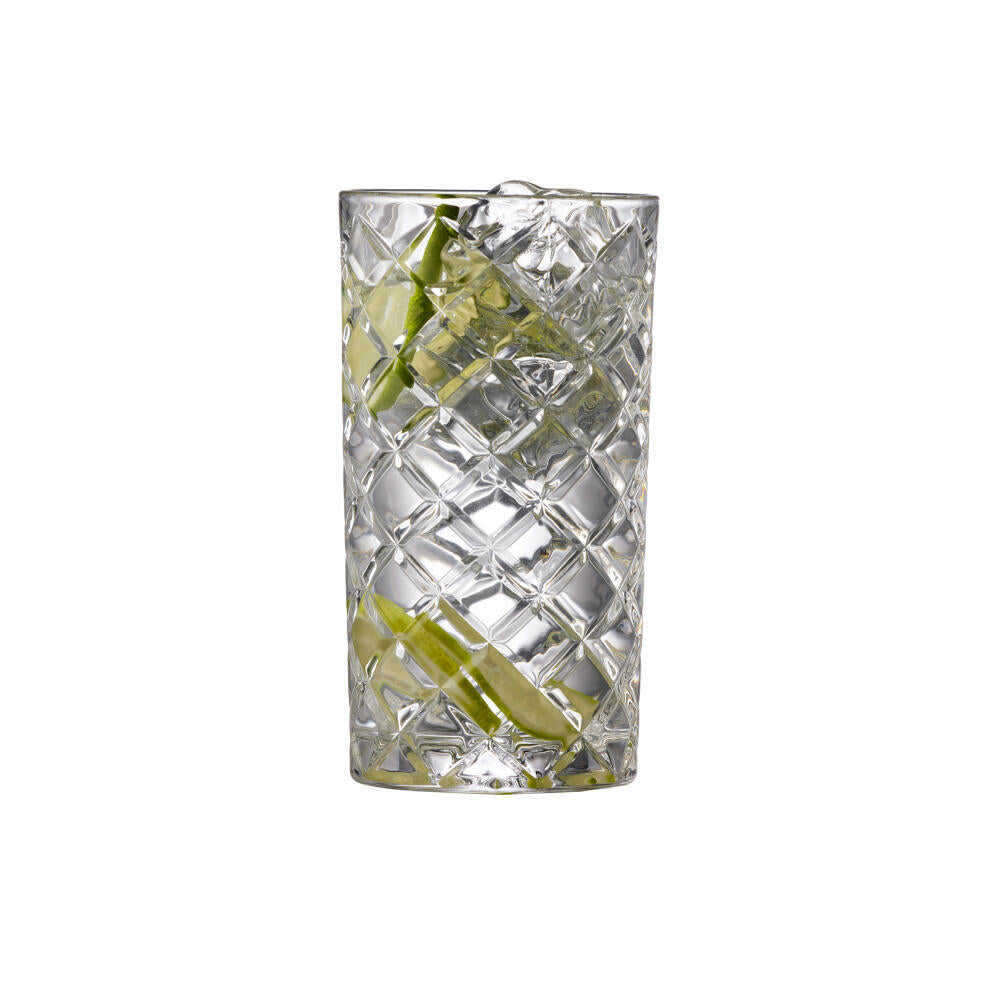 Lyngby Glass Highball Glass Diamond Set of 6, Cocktail Glasses, Glass, Clear, 410 ml, 25884