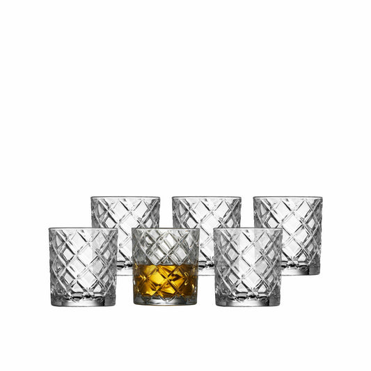 Lyngby Glas Whiskyglas Diamond 6er Set, Tumbler, Glas, Klar, 350 ml, 25882