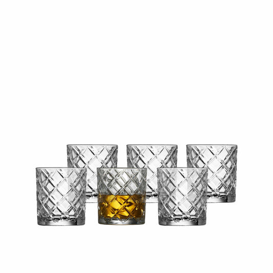 Lyngby Glass Whiskey Glass Diamond Set of 6, Tumbler, Glass, Clear, 350 ml, 25882