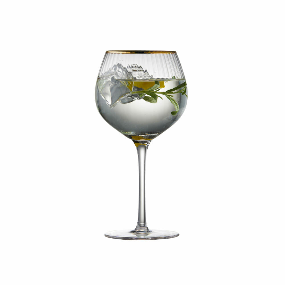 Lyngby Glas Gin & Tonic-Glas Palermo Gold 4er Set, Glas mit Goldkante, Klar, 650 ml, 12061