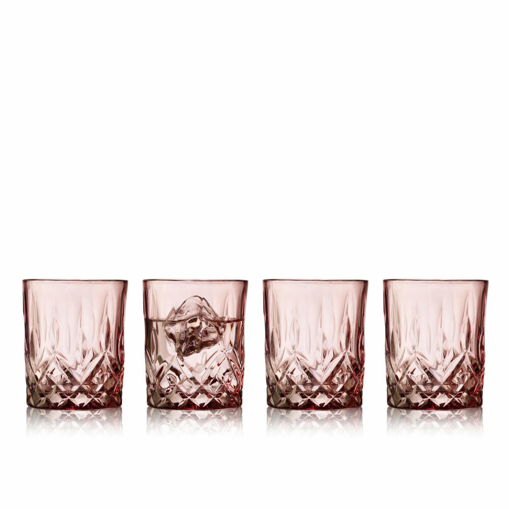 Lyngby glass whiskey glass Sorrento set of 4, tumbler, glass, pink, 320 ml, 27734