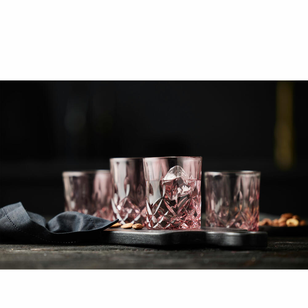 Lyngby glass whiskey glass Sorrento set of 4, tumbler, glass, pink, 320 ml, 27734