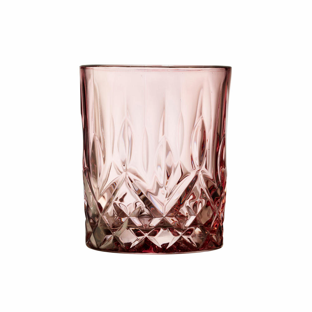 Lyngby glass whiskey glass Sorrento set of 4, tumbler, glass, pink, 320 ml, 27734