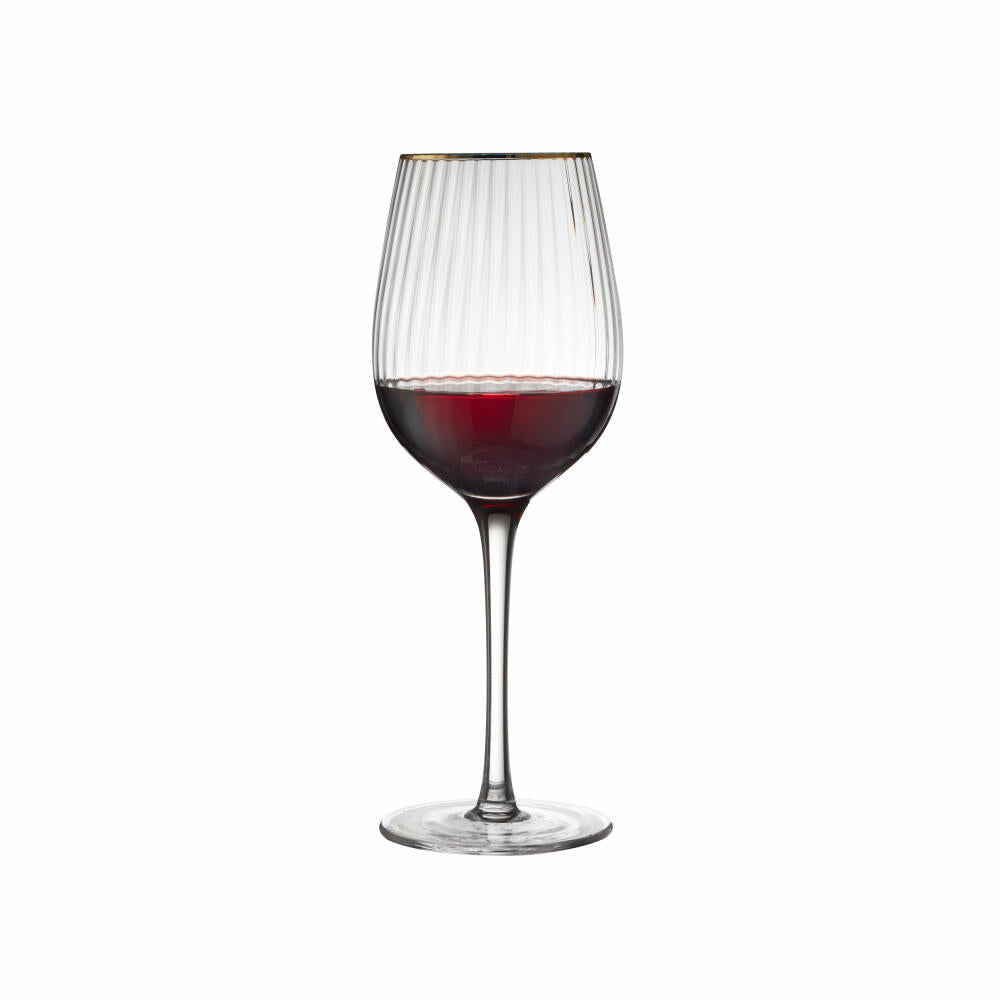 Lyngby Glas red wine glass Palermo Gold set of 4, wine glasses, glass, clear, 400 ml, 27579