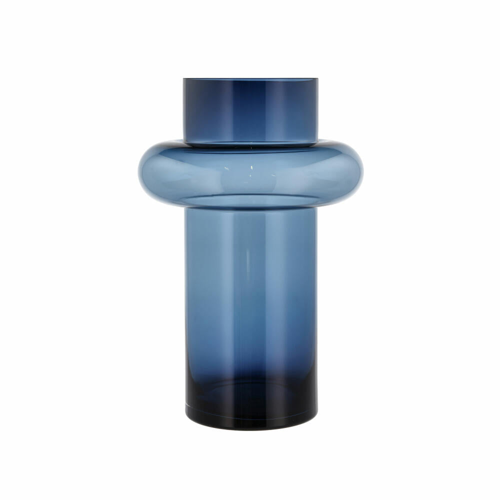 Lyngby Glas Vase Tube, elongated decorative vase, flower vase, glass, dark blue, 40 cm, 23555