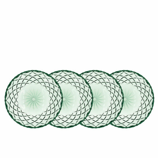 Lyngby Glass Plate Sorrento Set of 4, Dessert Plate, Glass, Green, 16 cm, 27797