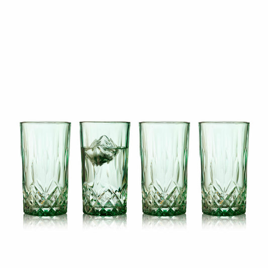 Lyngby Glas Highball glass Sorrento set of 4, long drink glasses, cocktail glasses, glass, green, 380 ml, 27779