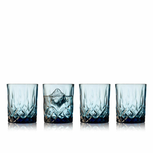 Lyngby glass whiskey glass Sorrento set of 4, tumblers, glass, blue, 320 ml, 27732