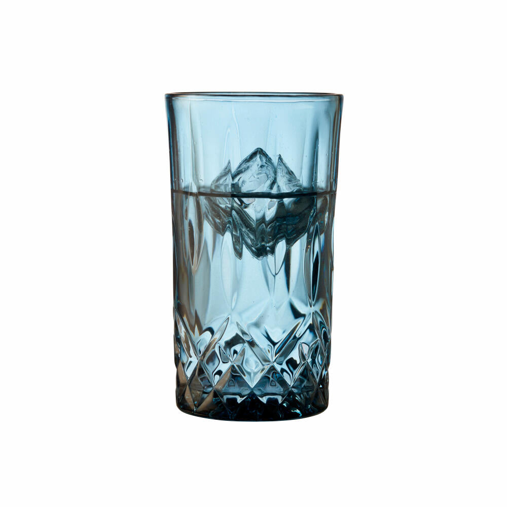 Lyngby Glas Highball glass Sorrento set of 4, long drink glasses, cocktail glasses, glass, blue, 380 ml, 27777