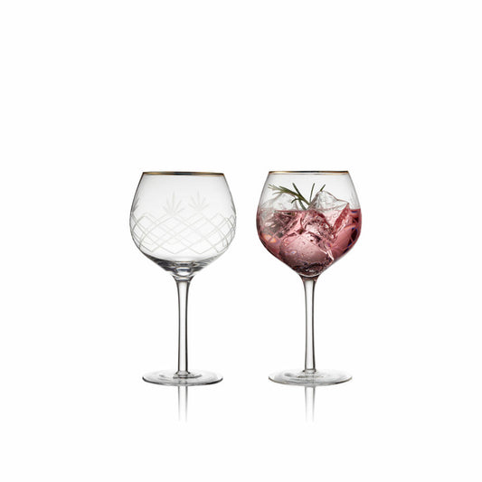 Lyngby Glass Gin &amp; Tonic Glass Milano Set of 2, Gin Glasses, Glass, Clear, 600 ml, 27854