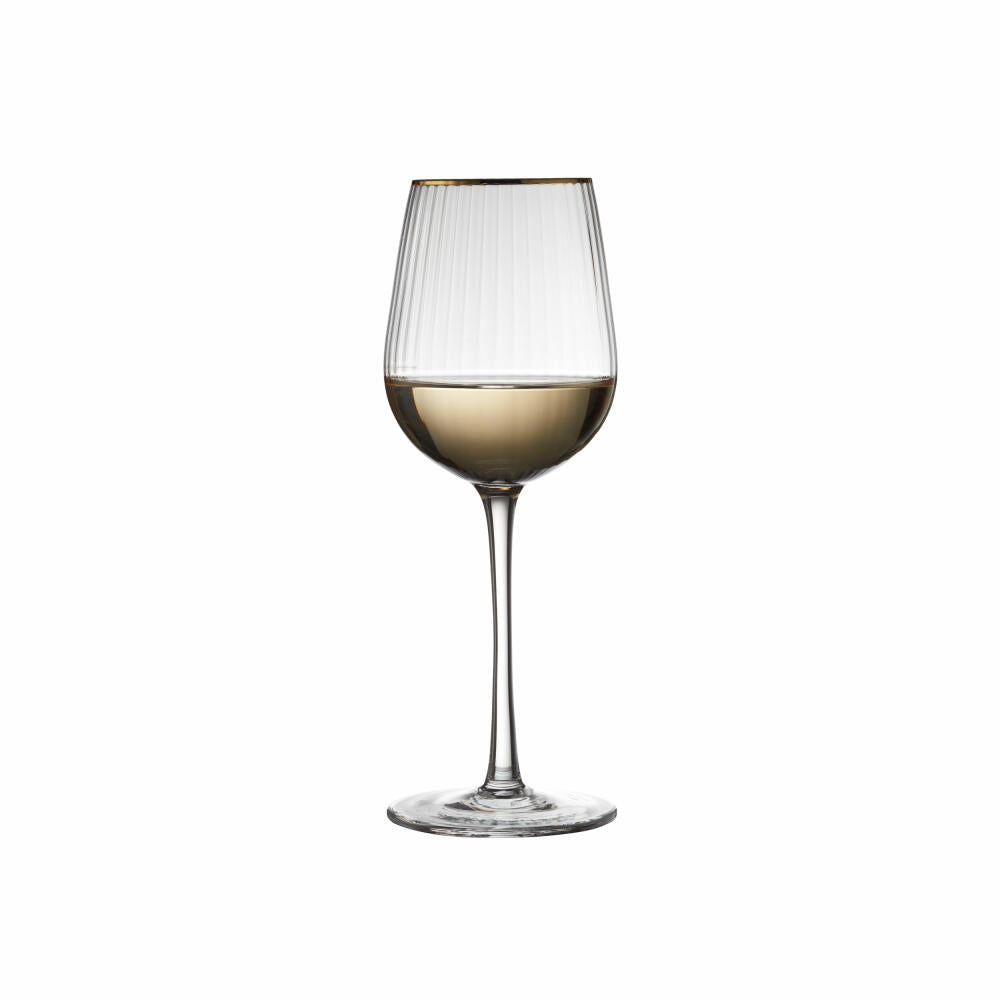 Lyngby Glas white wine glass Palermo Gold set of 4, wine glasses, glass, clear, 300 ml, 27578