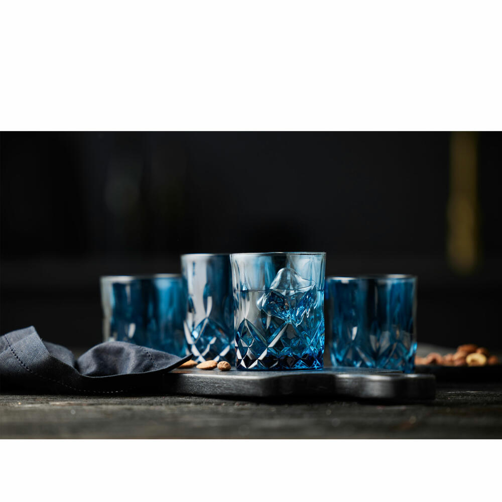 Lyngby glass whiskey glass Sorrento set of 4, tumblers, glass, blue, 320 ml, 27732