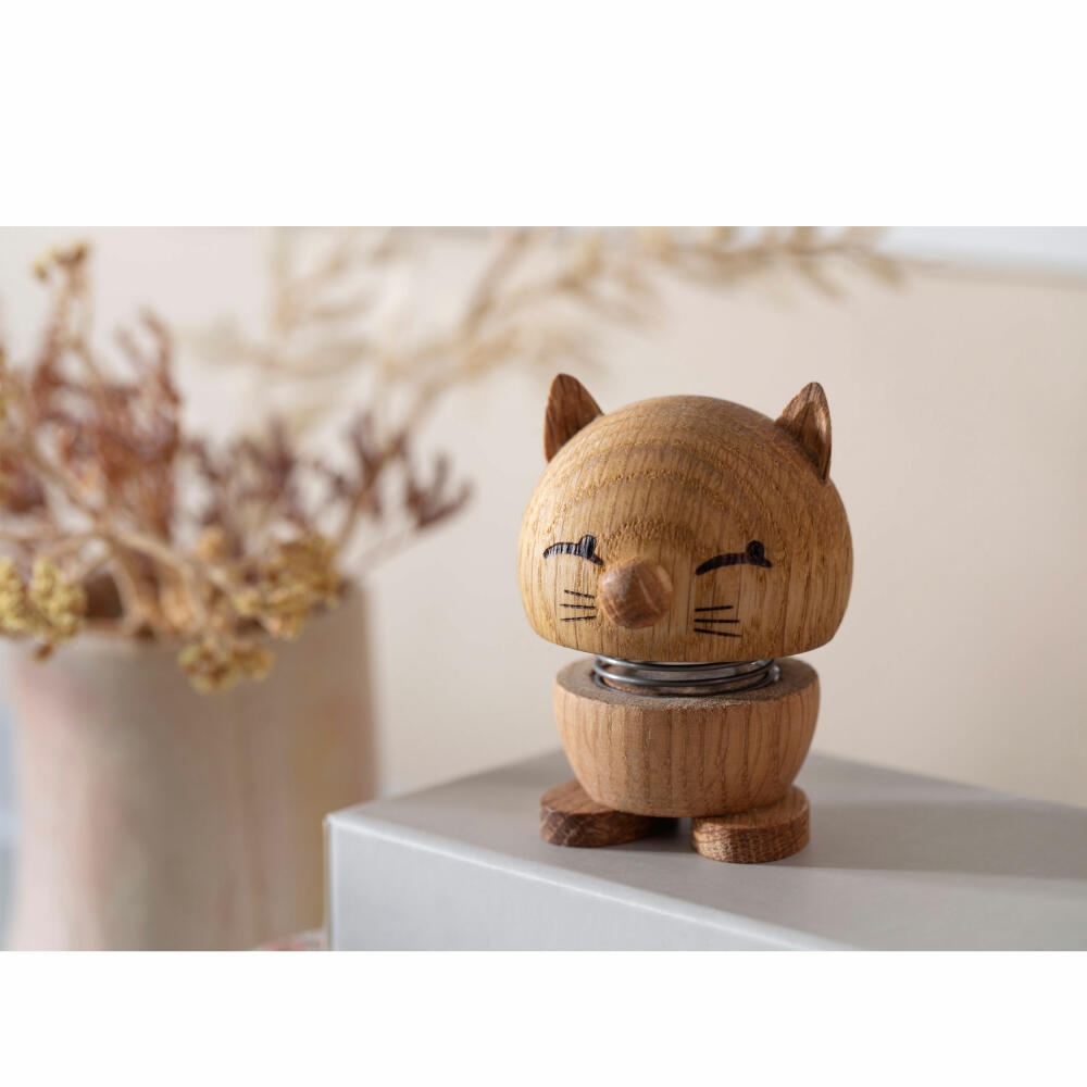 Hoptimist Dekofigur Cat Oak, Katze, Wackelfigur, Eichenholz, 6.3 cm, 28746