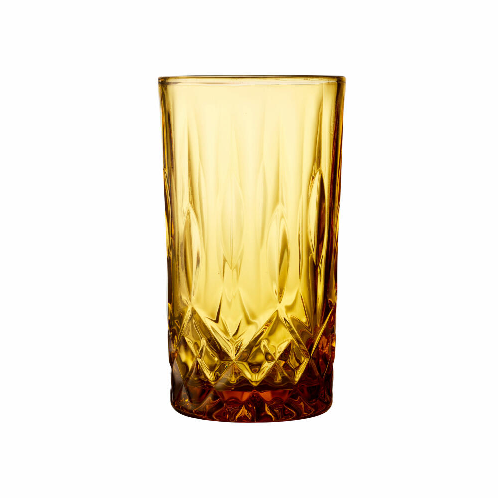 Lyngby Glas Highball glass Sorrento set of 4, long drink glasses, cocktail glasses, glass, amber, 380 ml, 27782