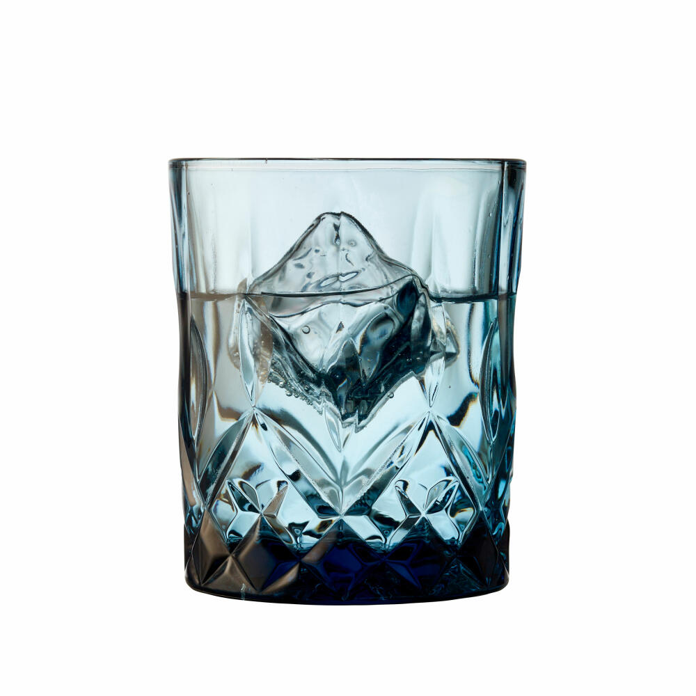 Lyngby glass whiskey glass Sorrento set of 4, tumblers, glass, blue, 320 ml, 27732