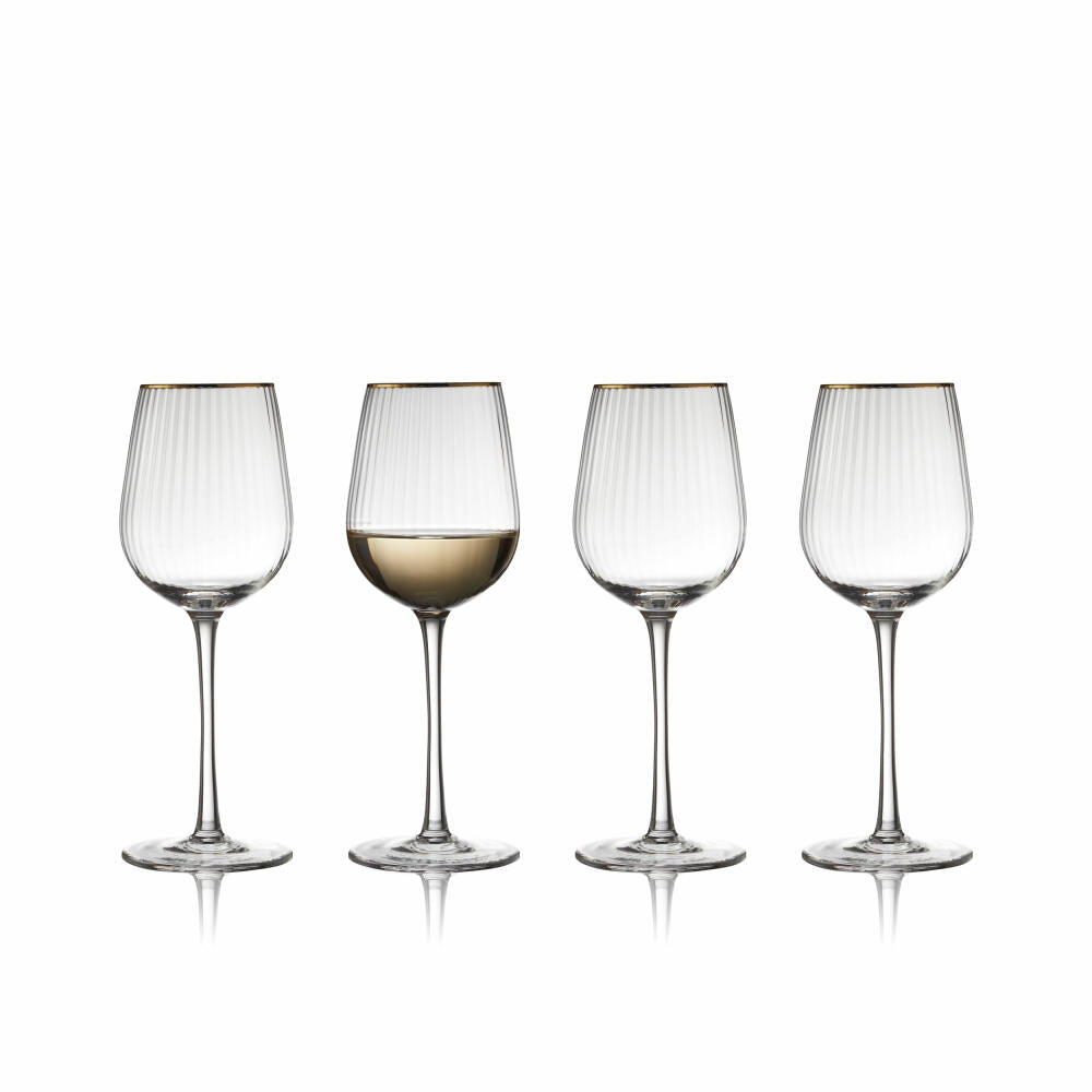 Lyngby Glas white wine glass Palermo Gold set of 4, wine glasses, glass, clear, 300 ml, 27578