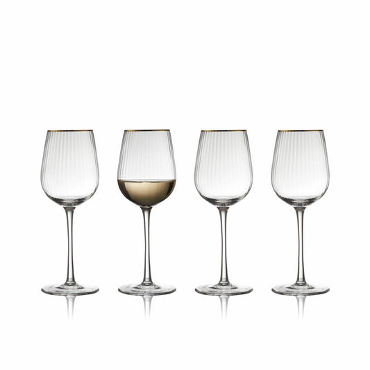 Lyngby Glas Weißweinglas Palermo Gold 4er Set, Weingläser, Glas, Klar, 300 ml, 27578