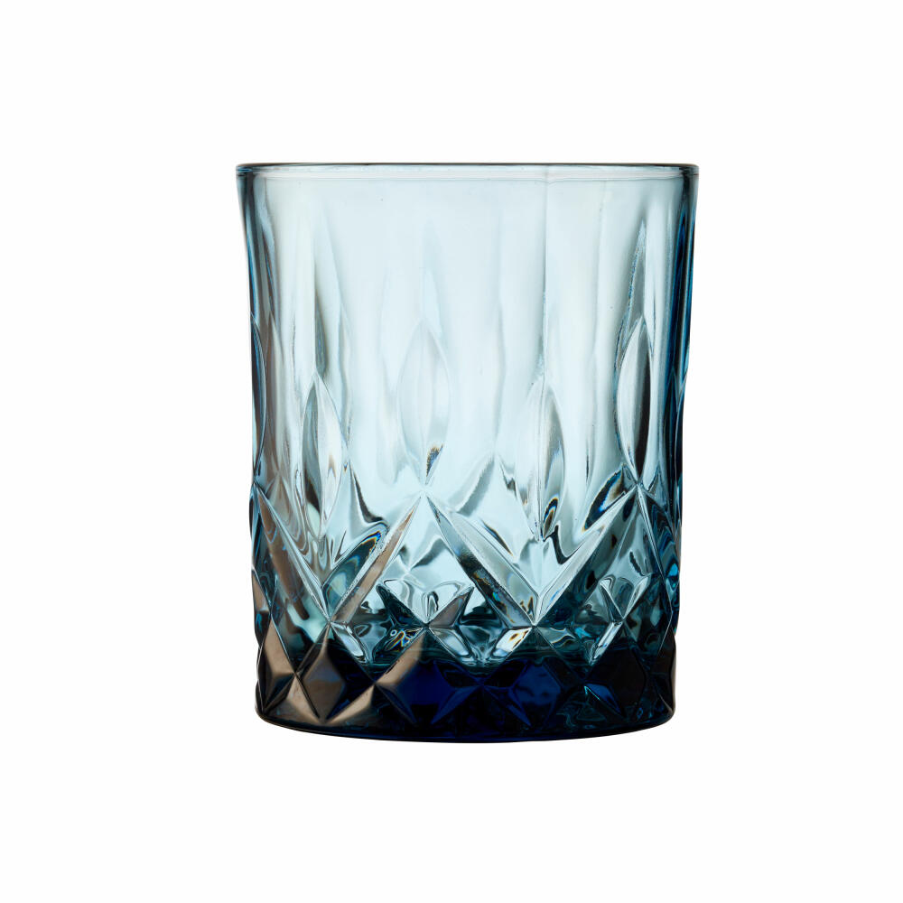 Lyngby glass whiskey glass Sorrento set of 4, tumblers, glass, blue, 320 ml, 27732