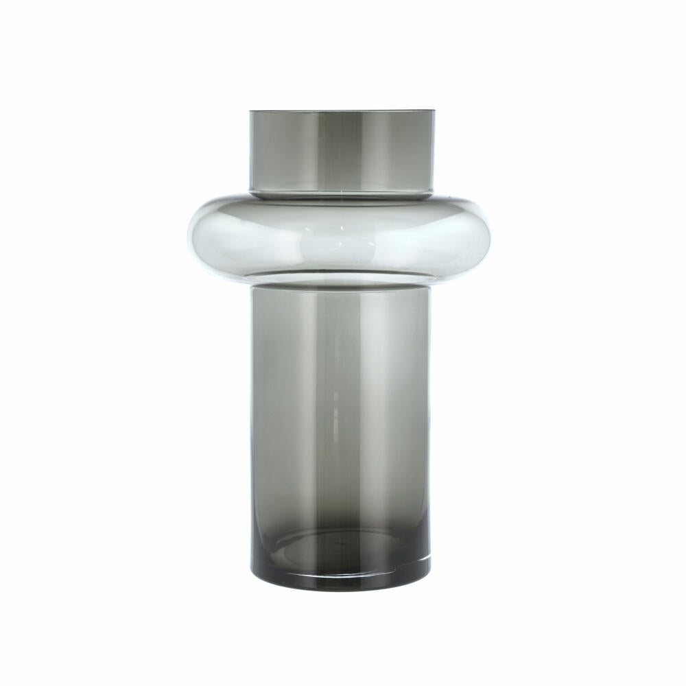 Lyngby Glas Vase Tube, elongated decorative vase, flower vase, glass, smoke, 40 cm, 23583