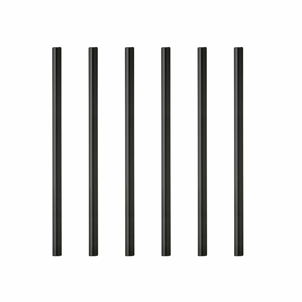 Lyngby Glass Drinking Straw Set Lyngby 6-piece with brush, glass, black, 14.5 cm, 10441