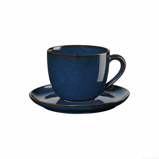 ASA Selection saisons Cappuccino Cup with Saucer Midnight Blue, Coffee Cup, Cappuccino Cup, Coffee, Stoneware, Blue, 230 ml, 27130119