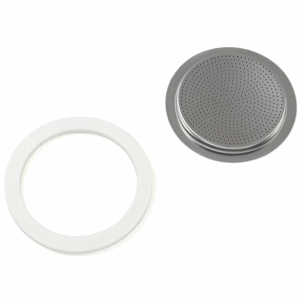 Bialetti seal and filter for espresso maker Moka Express / New Moka Induction 2 cups, spare part, replacement, sealing ring, Ø 54 mm, 800038