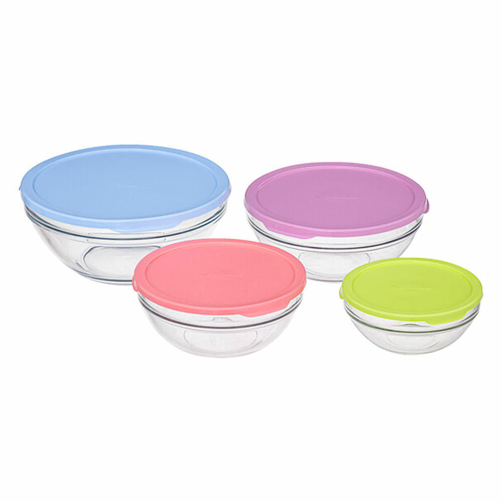 5five Simply Smart Salatschüssel-Set 4-tlg. mit Deckel, Glas, PP-Kunststoff, Mehrfarbig, 97268