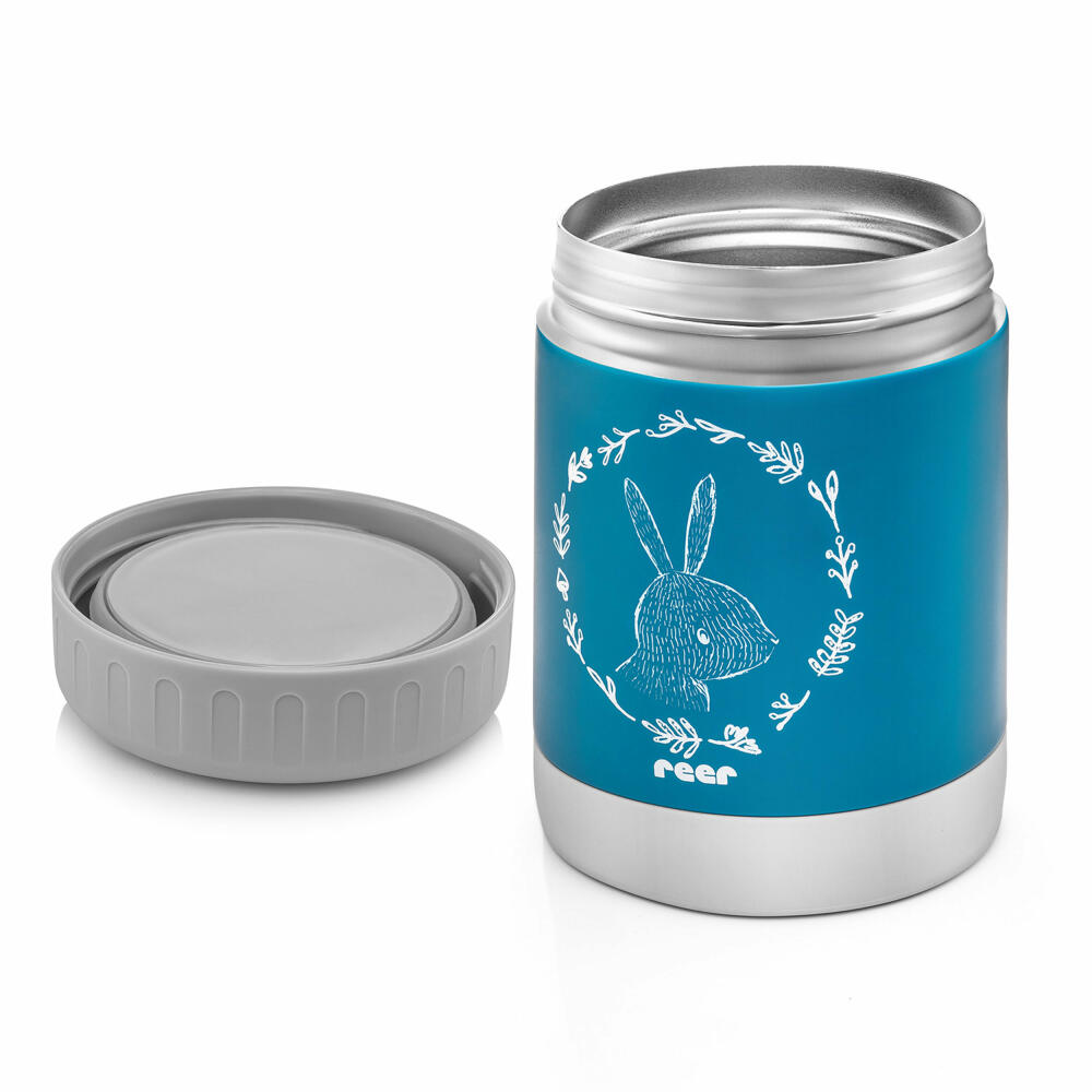 reer ColourDesign stainless steel warming box, thermo box, thermo container, baby food, petrol blue, 300 ml, 90411