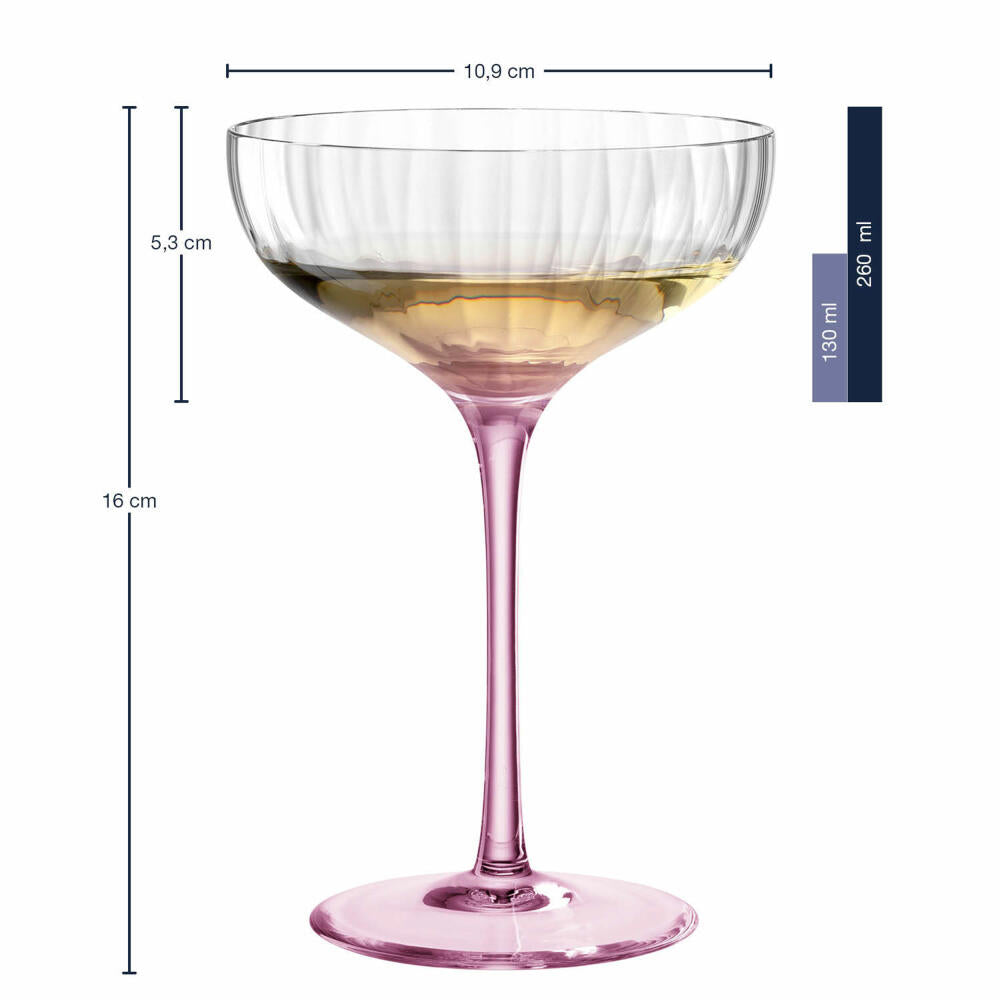 Leonardo Champagnerschale Poesia, Sektschale, Champagnerglas, Champagner Schale, Glas, Kristallglas, Rose, 260 ml, 022380