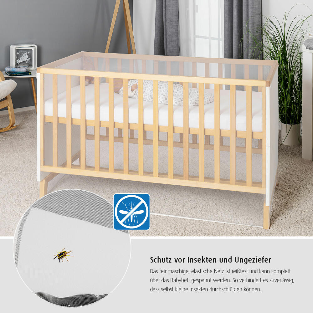 reer BiteSafe insect protection for children's and travel beds, mosquito net, fly net, white, 87040